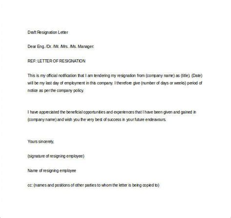 how to draft a resignation letter a formal draft