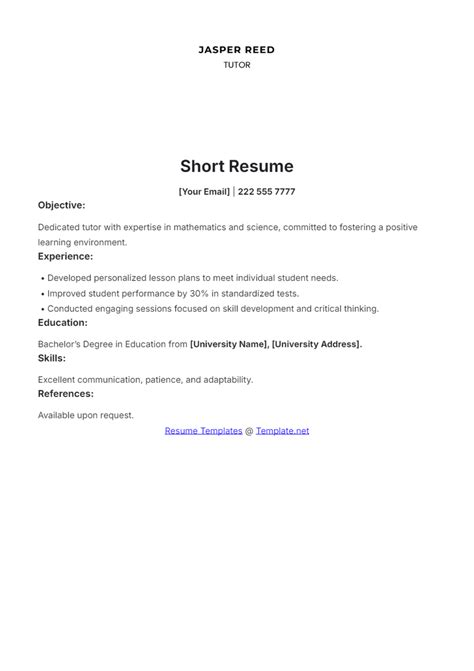how to draft a short cv