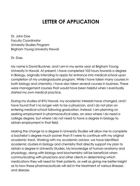 how to draft application letter
