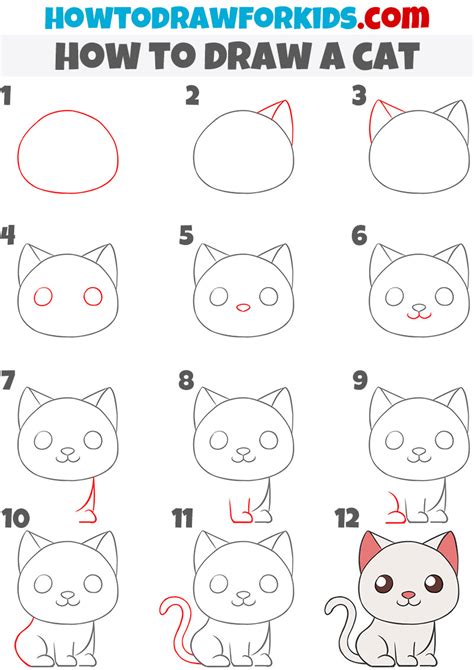 how to draw a cat step by step with pencil