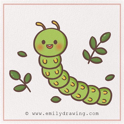 how to draw a caterpillar on a leaf
