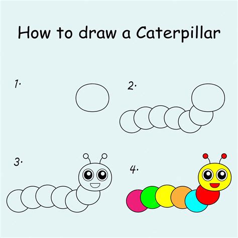 how to draw a caterpillar step by step