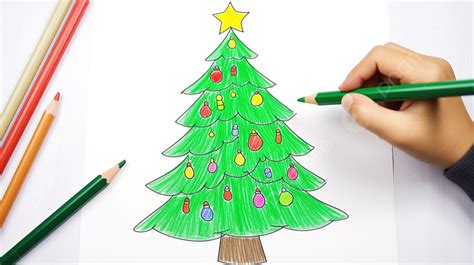 how to draw a christmas tree with colored pencils