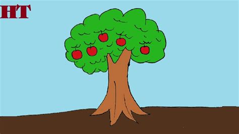 how to draw a fruit tree step by step