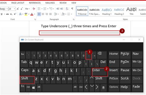 how to draw a line in microsoft word using keyboard