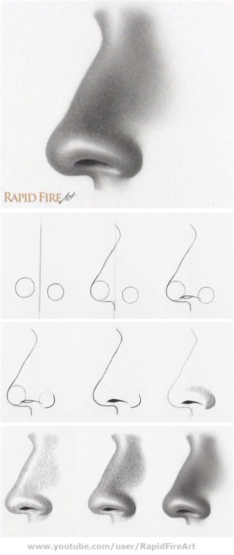 how to draw a nose from the left side