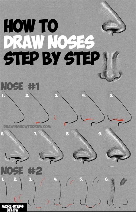 how to draw a nose from the side for kids