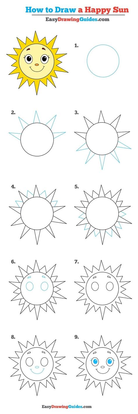 how to draw a sun step by step