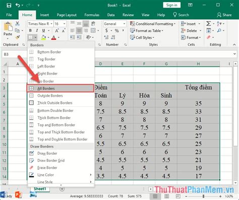 how to draw a table in excel cell