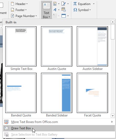 how to draw a text box in word document