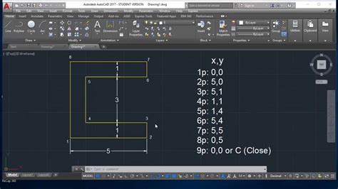 how to draw absolute coordinates in autocad