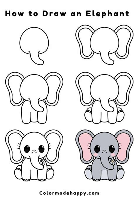 how to draw an elephant easy step by step