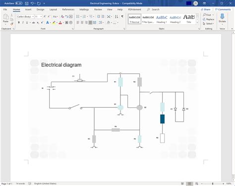 how to draw electrical circuit diagram in word