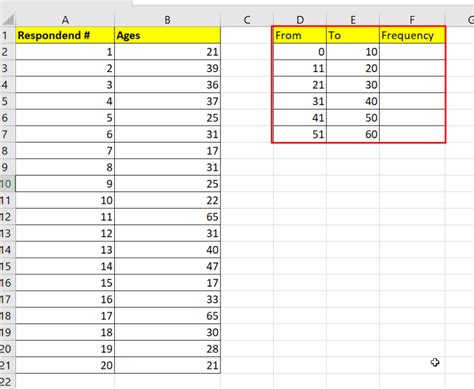 how to draw frequency distribution in excel