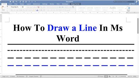 how to draw line diagram in word