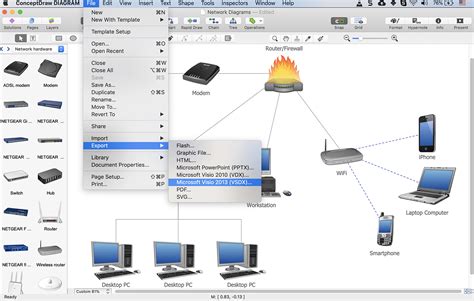 how to draw network diagram in visio