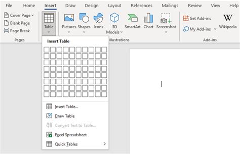 how to draw table in word file