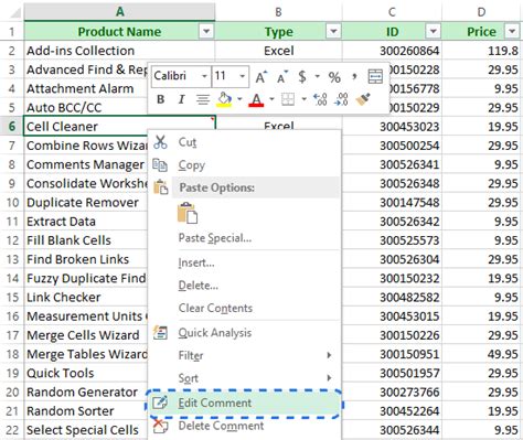 how to edit a comment in excel for mac