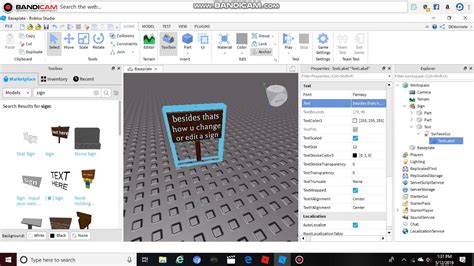 how to edit a text sign in roblox studio