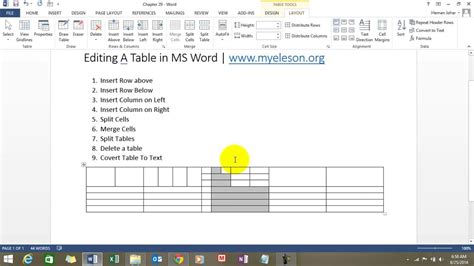 how to edit an existing table in word