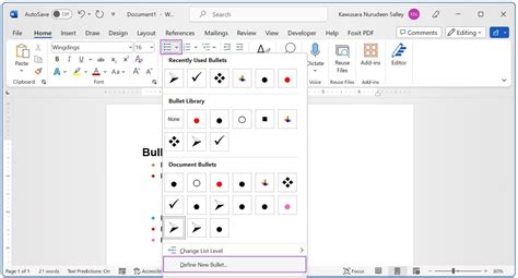 how to edit bullet points in word