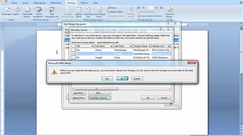 how to edit data source in word