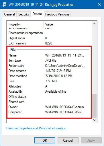 how to edit file metadata windows 10