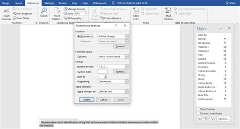 how to edit footnote formatting in word