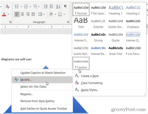 how to edit insert caption in word