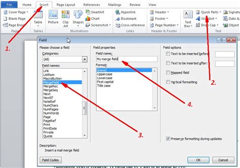 how to edit insert merge field in word