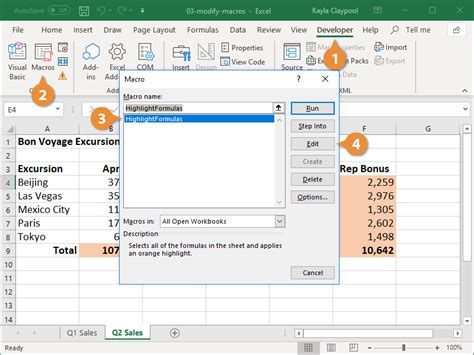 how to edit macro code in excel