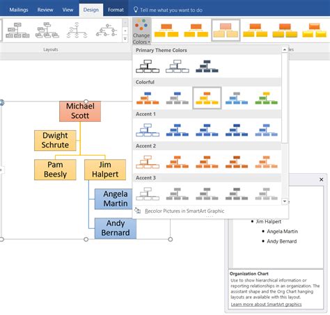 how to edit organizational chart in word