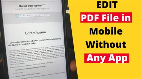 how to edit pdf file in mobile without any app