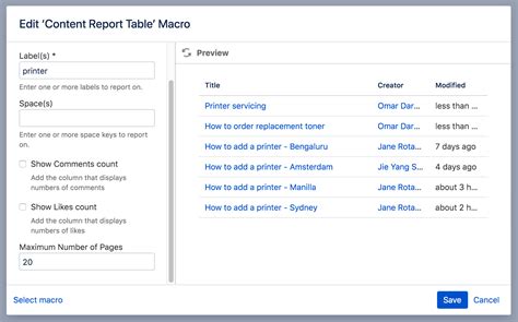 how to edit table of contents macro in confluence
