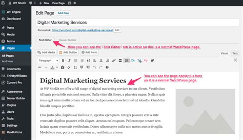 how to edit text in wordpress pages