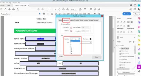 how to edit text size in a fillable pdf