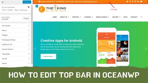 how to edit top bar in wordpress