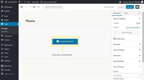 how to edit wordpress home page with elementor