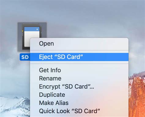 how to eject sd card from mac desktop