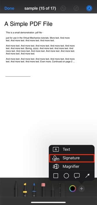 how to electronically sign a word document on iphone