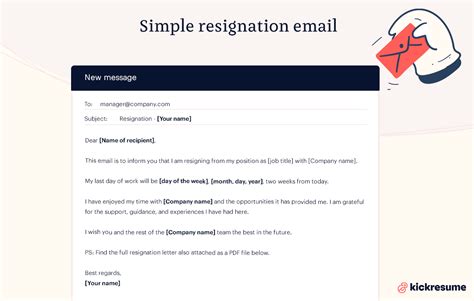 how to email a resignation letter