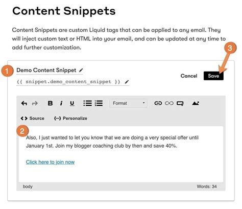 how to email a snippet