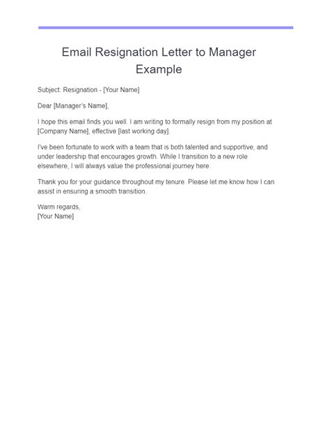 how to email resignation letter to manager examples
