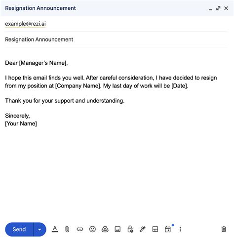 how to email resignation letter with attachment to manager