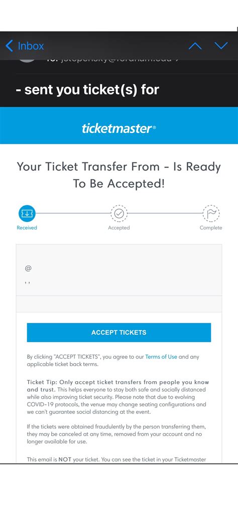 how to email tickets from ticketmaster
