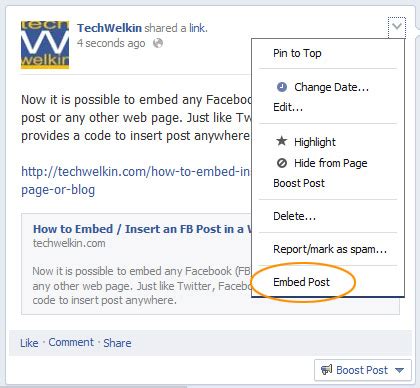 how to embed a link in a fb post