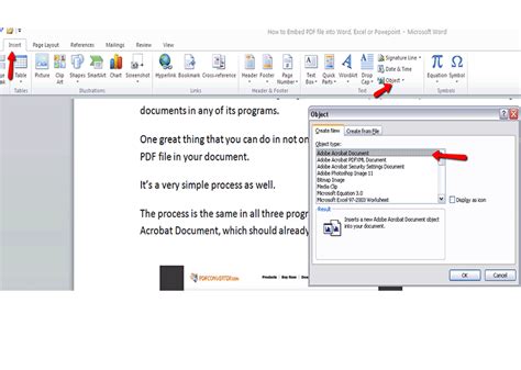 how to embed a pdf image into a word document