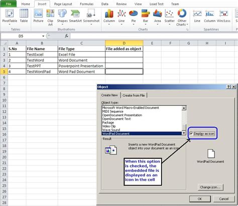 how to embed a spreadsheet in excel