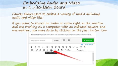 how to embed a video in canvas discussion board