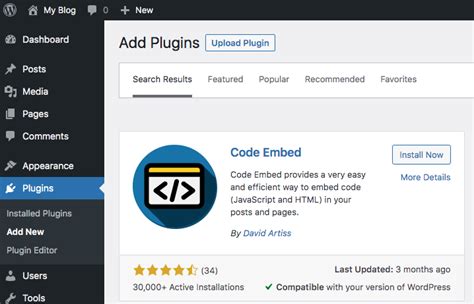 how to embed code in wordpress